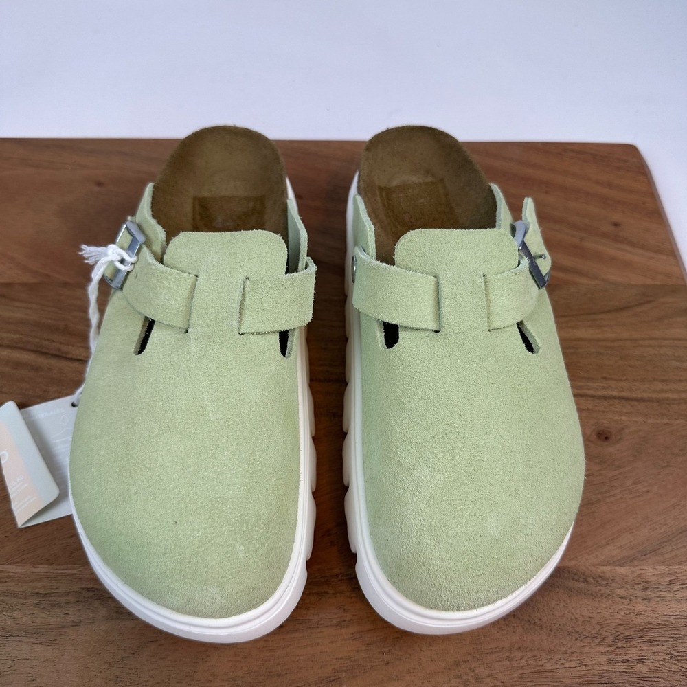 New NWT Womens Birkenstock Papillio Chunk7 Boston Green Suede Clogs Size 37 US 6 - Picture 4 of 8